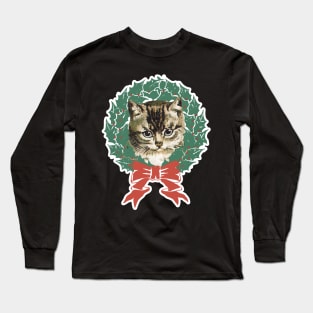 Christmas Cat face Long Sleeve T-Shirt